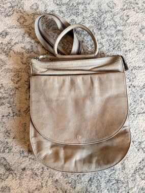 Leather backpack satchel purse - grey & versatile